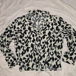 Black and White Animal Print Blouse